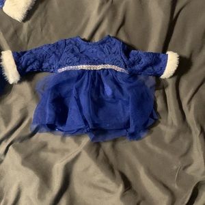white fur blue doll dress